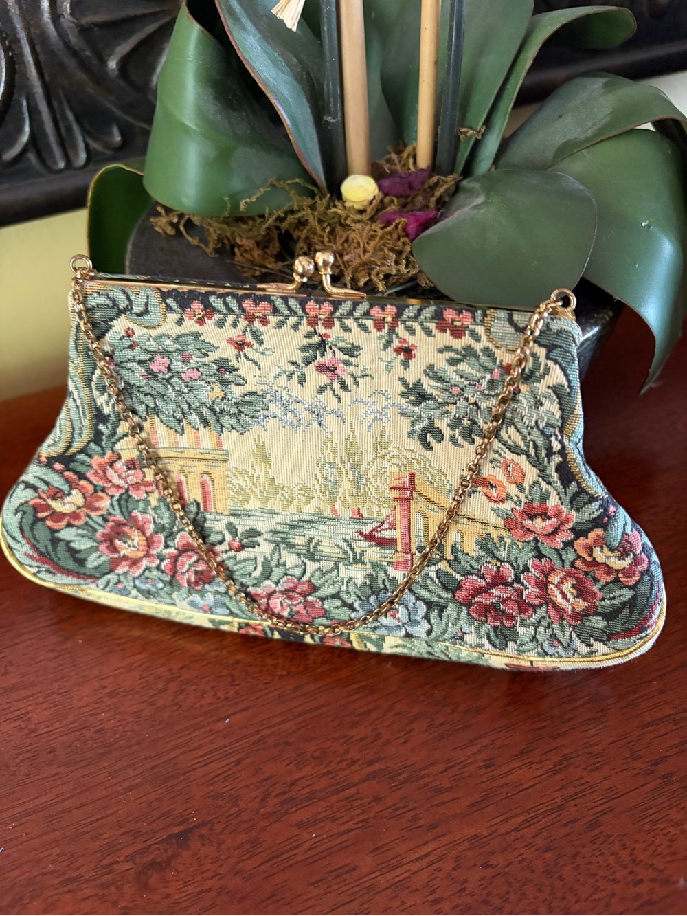 Vintage Jolles Original Floral Scene Petit Point Needlepoint Evening Bag - Picture 2 of 7